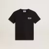 T-shirt nera con logo bianco a contrasto sul davanti e maxi stella sul retro T-shirt nera con logo bianco a contrasto sul davanti e maxi stella sul retro