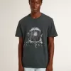 T-shirt nera con stampa multicolore