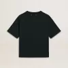 T-shirt nera da donna con cristalli