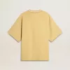 T-shirt oversize da uomo in cotone giallo con stampa blu