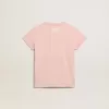 T-shirt rosa da bambina con logo bianco e maxi stella T-shirt rosa da bambina con logo bianco e maxi stella