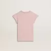 T-shirt rosa da bambina con maniche a volant e ricami T-shirt rosa da bambina con maniche a volant e ricami