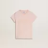 T-shirt rosa da bambina con stampa rosa sul davanti