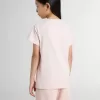 T-shirt rosa da bambina con stampa rosa sul davanti