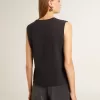T-shirt senza maniche in nero consumato con ricamo sfumato tono su tono