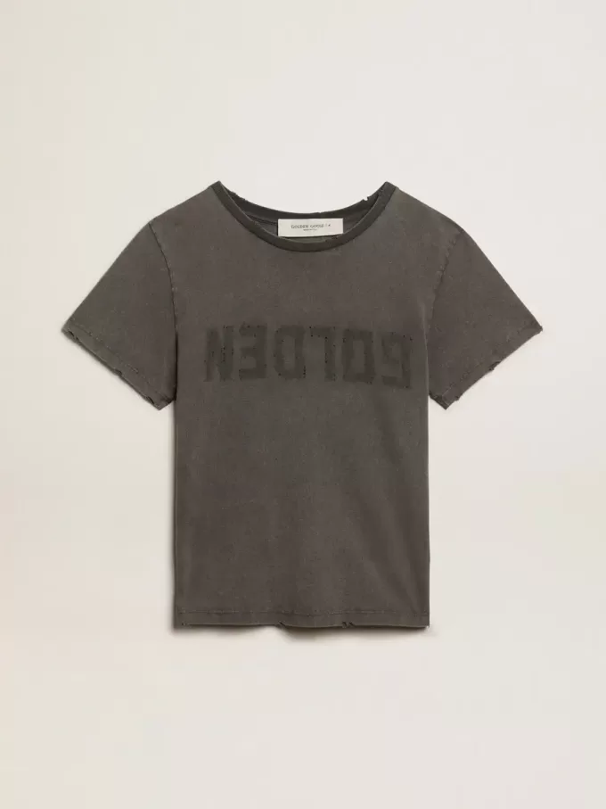 T-shirt slim fit effetto consumato in grigio antracite T-shirt slim fit effetto consumato in grigio antracite