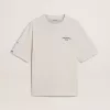 T-shirt unisex bianca con stampa mediterranea e toppa Pescheria Golden sulla manica T-shirt unisex bianca con stampa mediterranea e toppa Pescheria Golden sulla manica