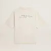 T-shirt unisex bianco consumato con scritta stampata