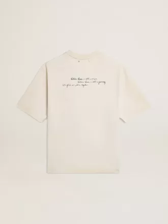 T-shirt unisex bianco consumato con scritta stampata T-shirt unisex bianco consumato con scritta stampata