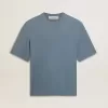 T-shirt unisex in cotone azzurro con stampa rovesciata sul retro T-shirt unisex in cotone azzurro con stampa rovesciata sul retro