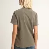 T-shirt verde oliva dalla vestibilità regolare con scritta dorata sul davanti T-shirt verde oliva dalla vestibilità regolare con scritta dorata sul davanti