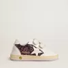 Teen Ball Star in glitter viola con stella e linguetta sul tallone in pelle bianca