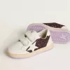 Teen Ball Star in glitter viola con stella e linguetta sul tallone in pelle bianca