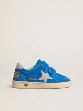 Teen Ball Star in pelle scamosciata azzurra con stella e linguetta sul tallone in nabuk grigio