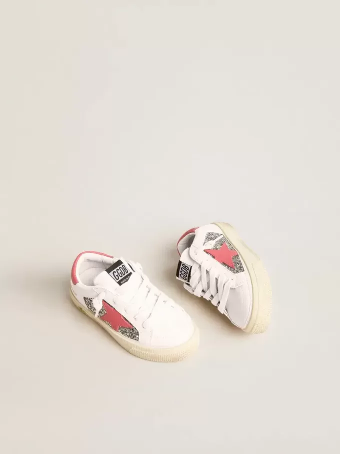 Teen May con stella in pelle rossa e linguetta sul tallone