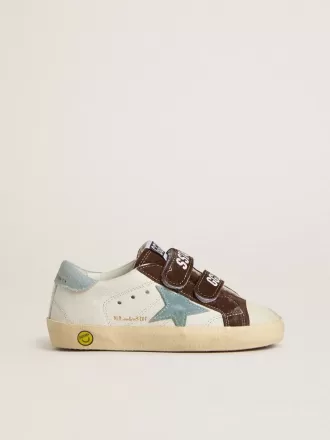 Teen Old School in nappa con stella in camoscio azzurro e inserti in camoscio marrone