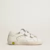 Teen Old School in pelle bianca con dettagli dorati