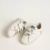 Teen Old School in pelle bianca con dettagli dorati