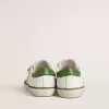 Teen Old School in pelle bianca con linguetta sul tallone in nappa verde e inserto verde