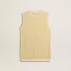 Top in maglia a rete con paillettes e dettagli a contrasto