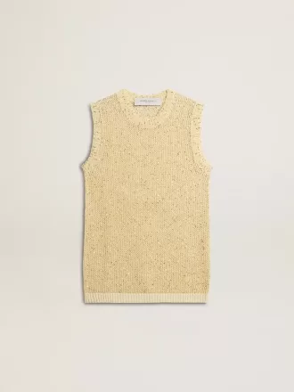 Top in maglia a rete con paillettes e dettagli a contrasto