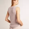 Top in maglia a rete con paillettes e dettagli a contrasto Top in maglia a rete con paillettes e dettagli a contrasto