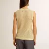 Top in maglia a rete con paillettes e dettagli a contrasto