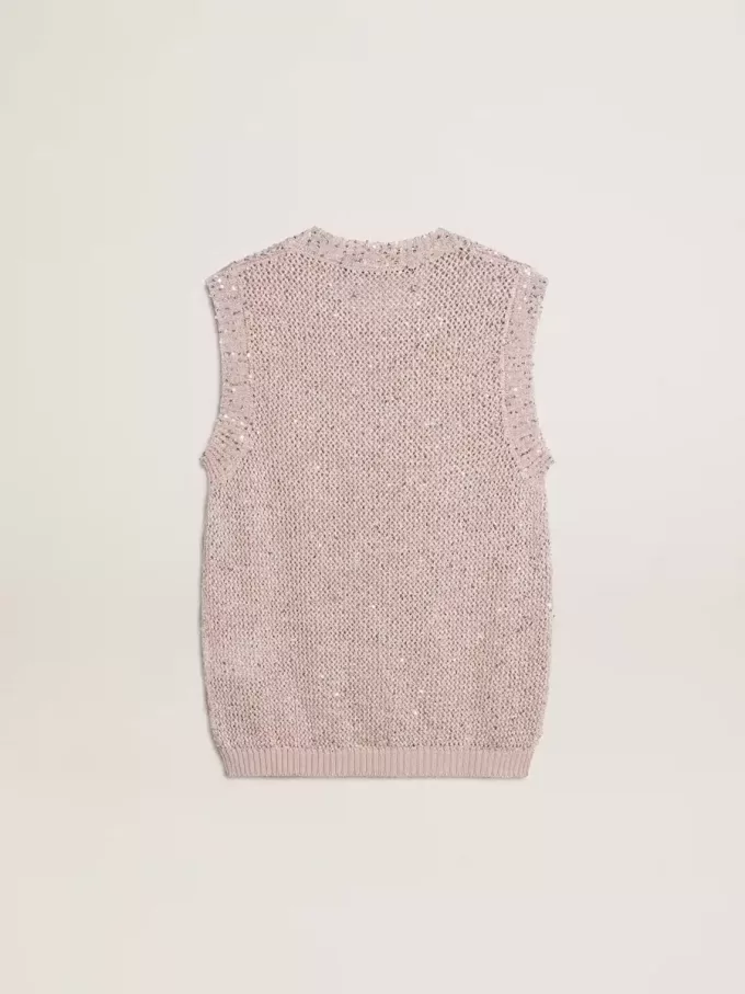 Top in maglia a rete con paillettes e dettagli a contrasto Top in maglia a rete con paillettes e dettagli a contrasto