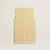 Top in maglia a rete con paillettes e dettagli a contrasto