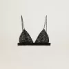 Top nero da donna in crochet con cristalli
