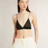 Top nero da donna in crochet con cristalli