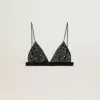 Top nero da donna in crochet con cristalli