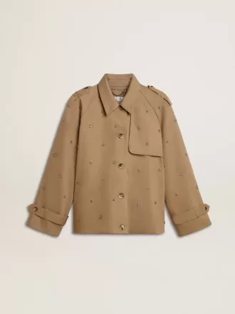 Trench oversize da donna con cristalli