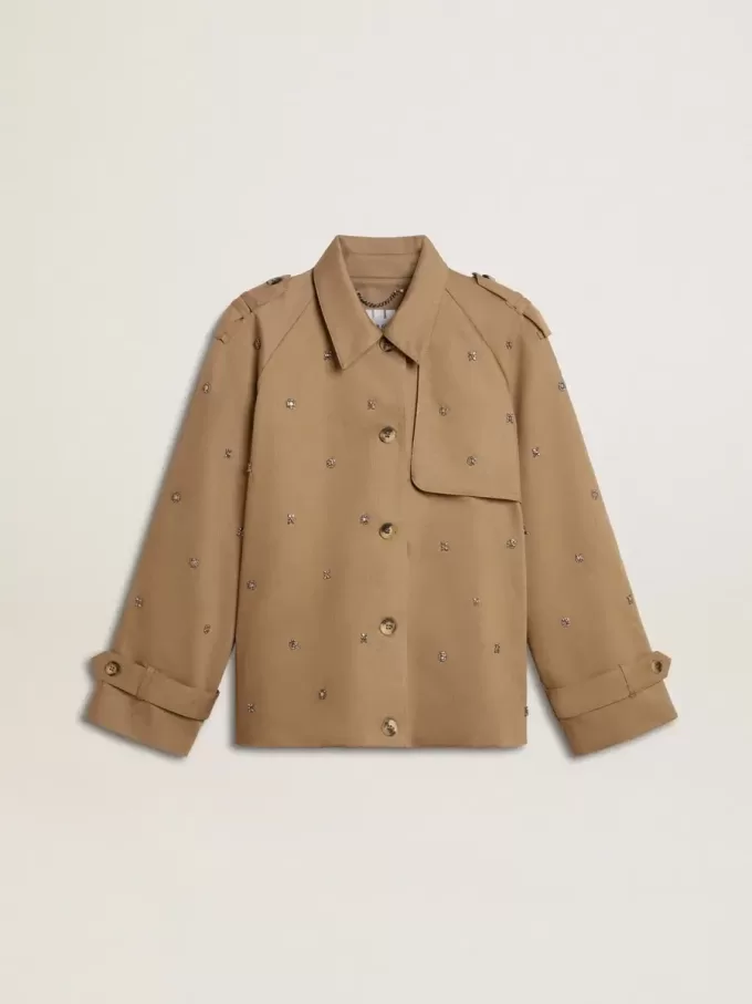 Trench oversize da donna con cristalli