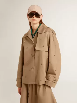 Trench oversize da donna con cristalli
