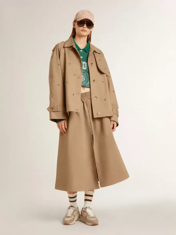 Trench oversize da donna con cristalli