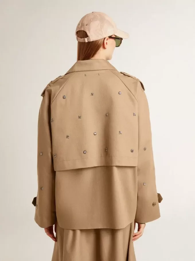 Trench oversize da donna con cristalli