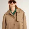 Trench oversize da donna con cristalli