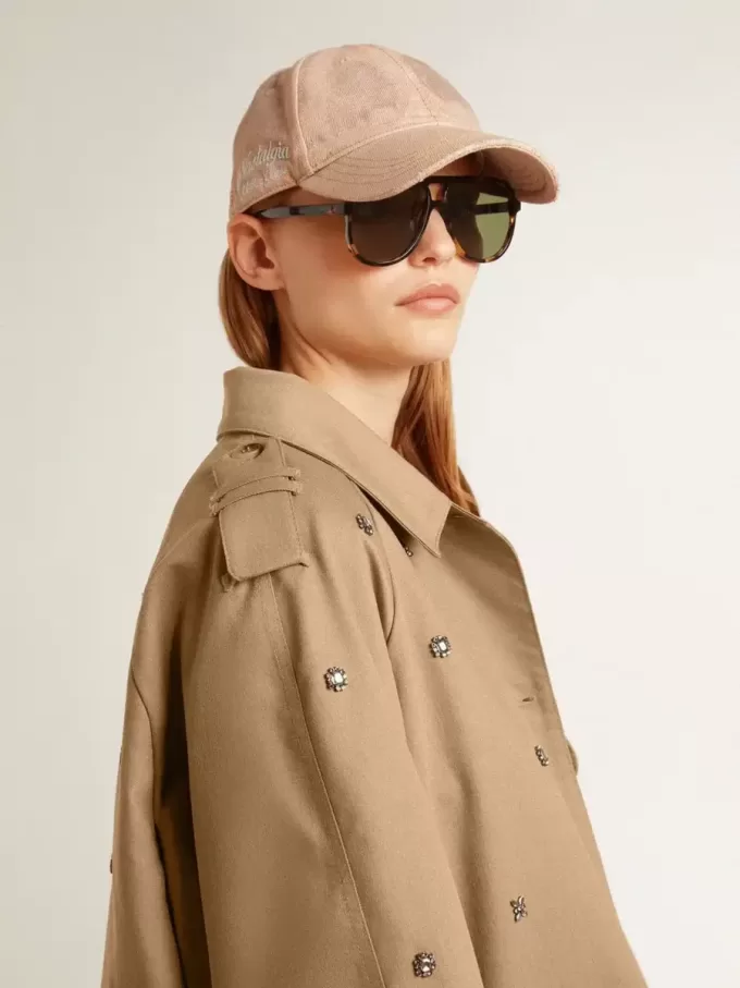 Trench oversize da donna con cristalli