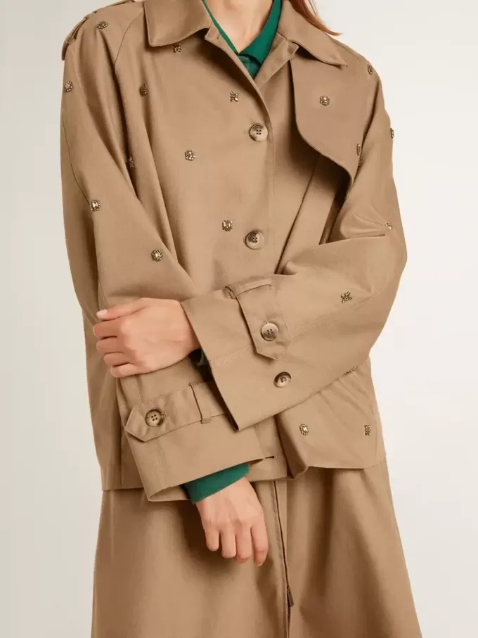 Trench oversize da donna con cristalli