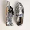True-Star da donna con paillettes argentate, stella nera e linguetta sul tallone in pelle argentata