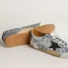 True-Star da donna con paillettes argentate, stella nera e linguetta sul tallone in pelle argentata