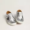 True-Star da donna con paillettes argentate, stella nera e linguetta sul tallone in pelle argentata