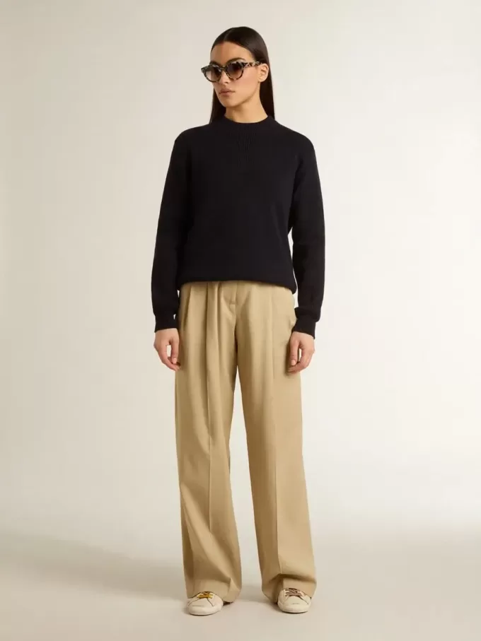 True-Star da donna in pelle nappa bianca con stella dorata e linguetta sul tallone in pelle scamosciata beige True-Star da donna in pelle nappa bianca con stella dorata e linguetta sul tallone in pelle scamosciata beige