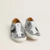 True-Star da uomo con paillettes argentate, stella nera e linguetta sul tallone in pelle beige
