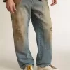 True-Star da uomo in pelle nappa bianca con stella in pelle laminata oro e linguetta sul tallone in pelle scamosciata beige