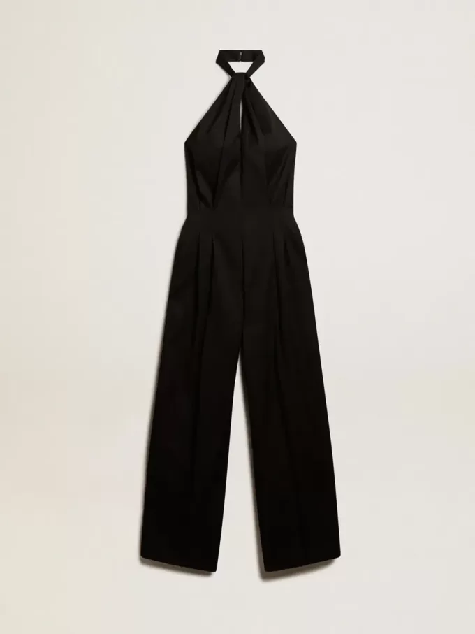 Tuta in gabardine di lana nera