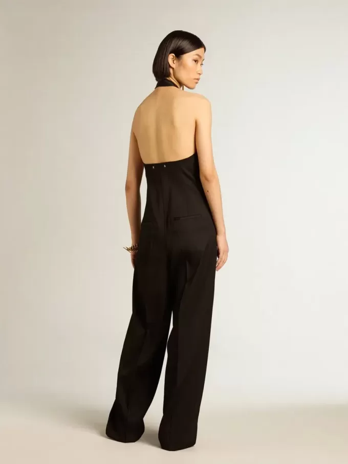 Tuta in gabardine di lana nera