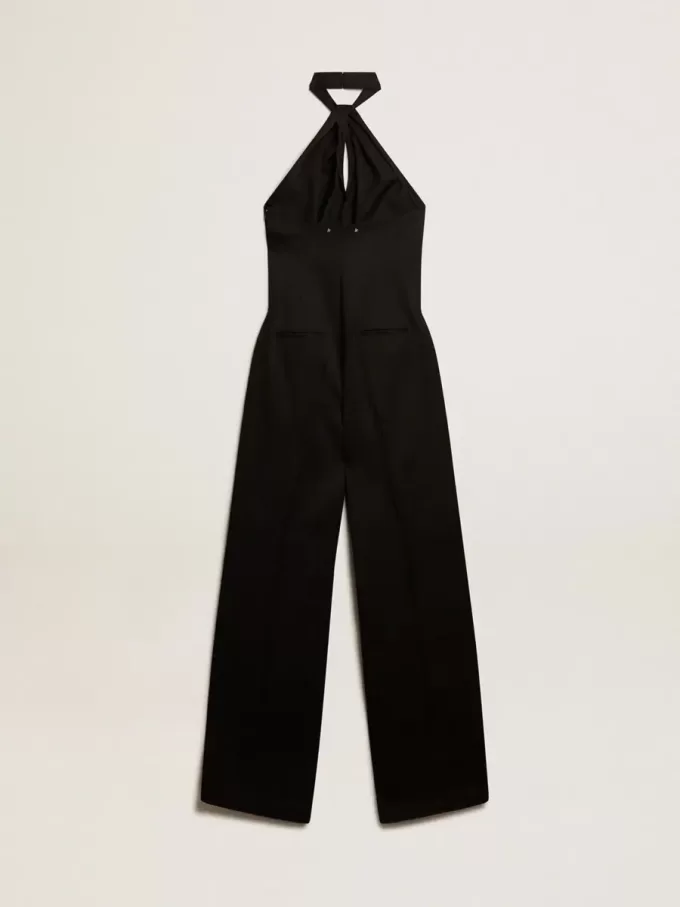 Tuta in gabardine di lana nera