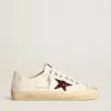 V-Star da donna in nappa bianca con stella rossa glitterata